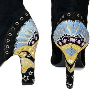 Randolph Duke Embroidered Suede Knee High Boots 8M